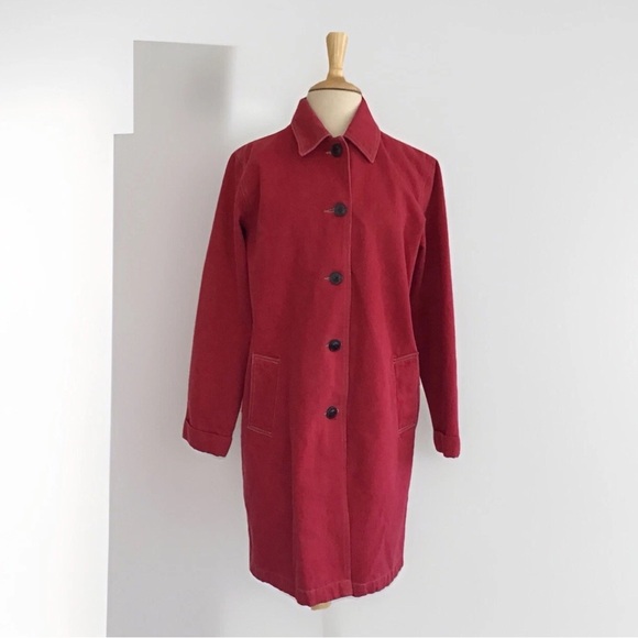 Denim&Co Jackets & Blazers - Denim & Co. Heavy Weight Red Heavy Denim Lined Button Front  Topstitched Coat M